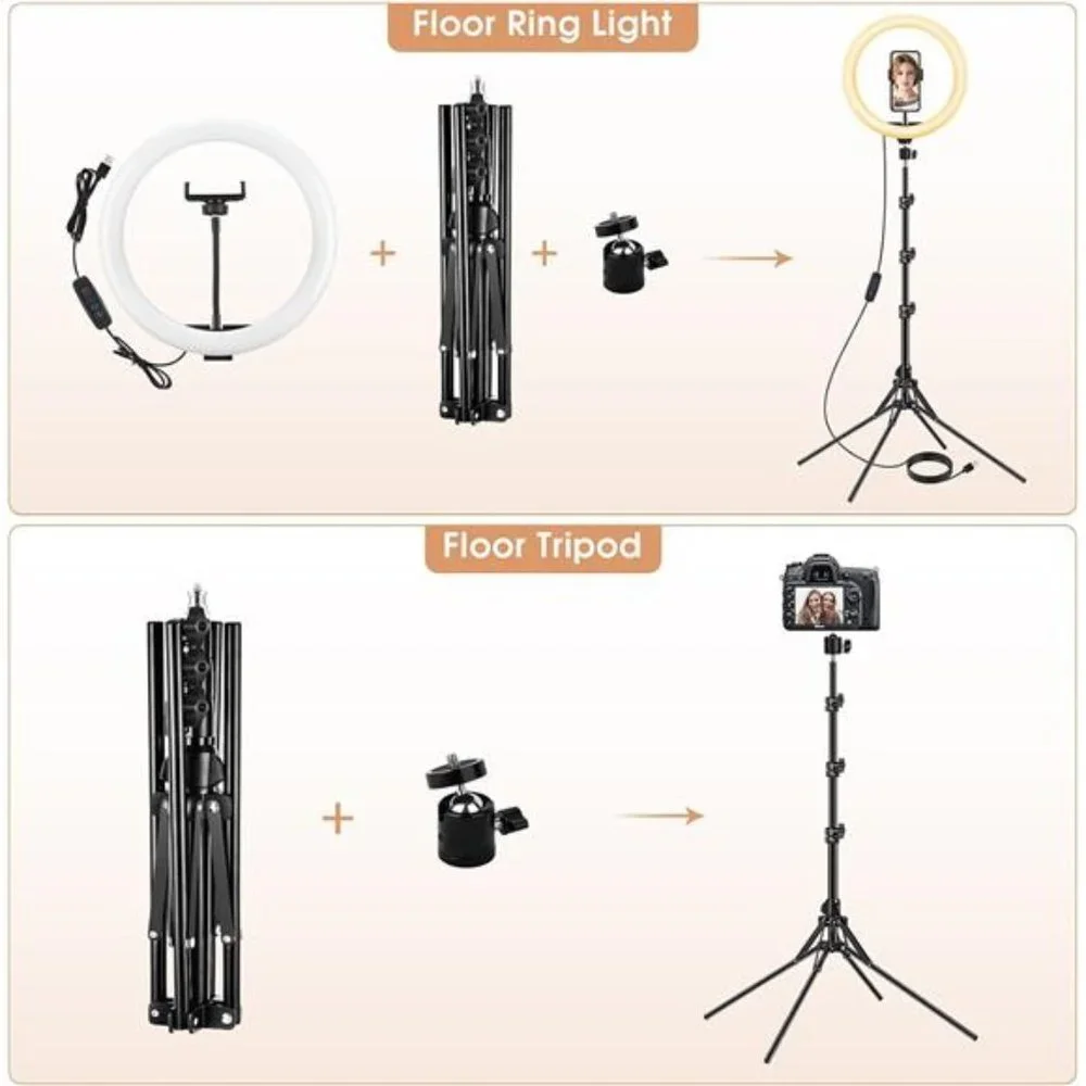 13 inch Ring Light with Floor Stand(Ringlight Kit Totally 70.6